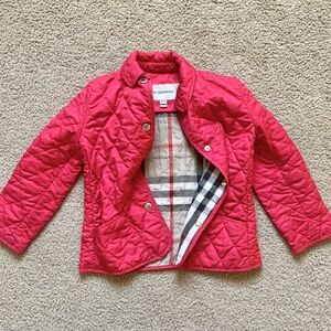 BURBERYY KIDS GIRLS QUILTED JACKET PINK RASPBERRY